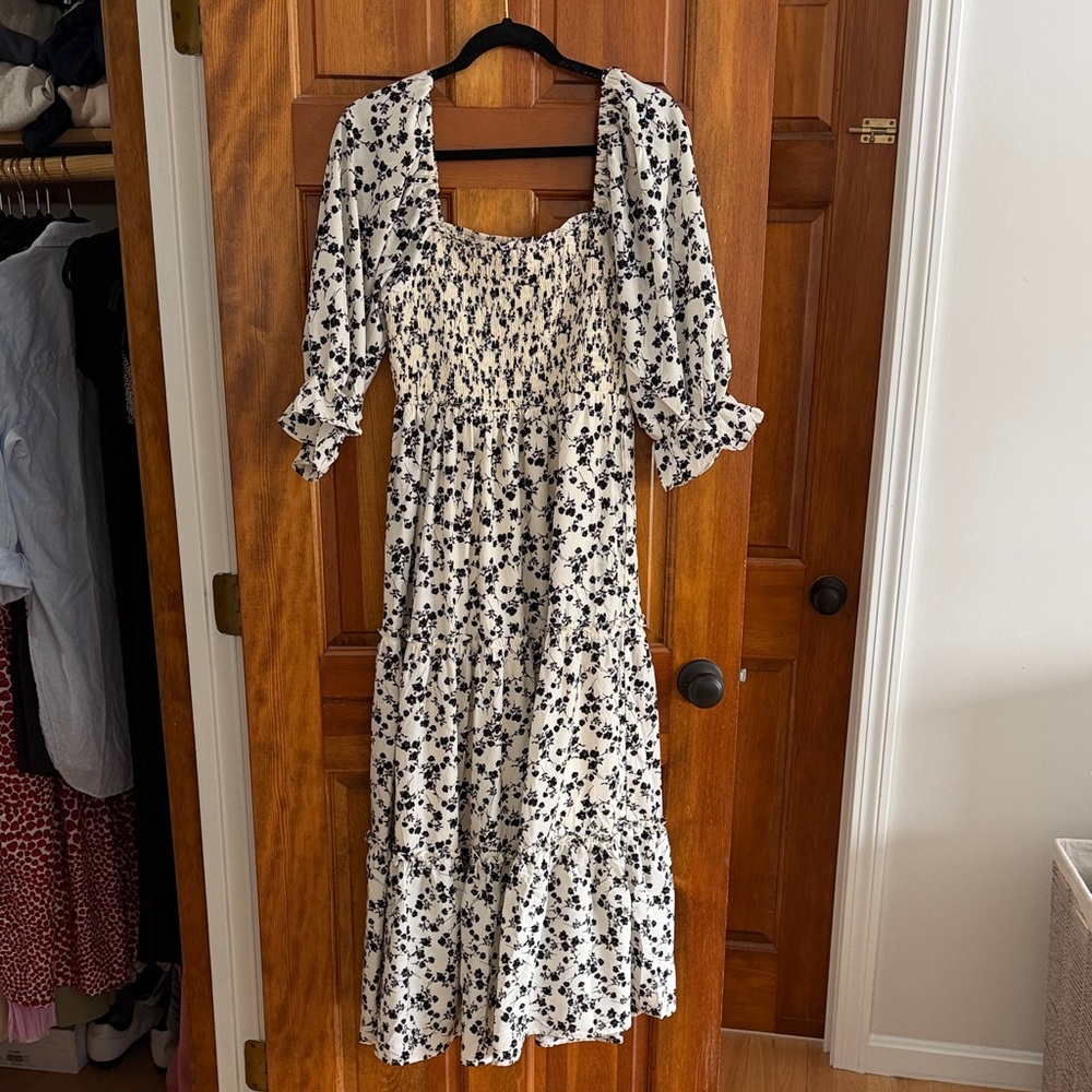 Bohme Black and White Floral Midi Dress - Picture 2 of 4